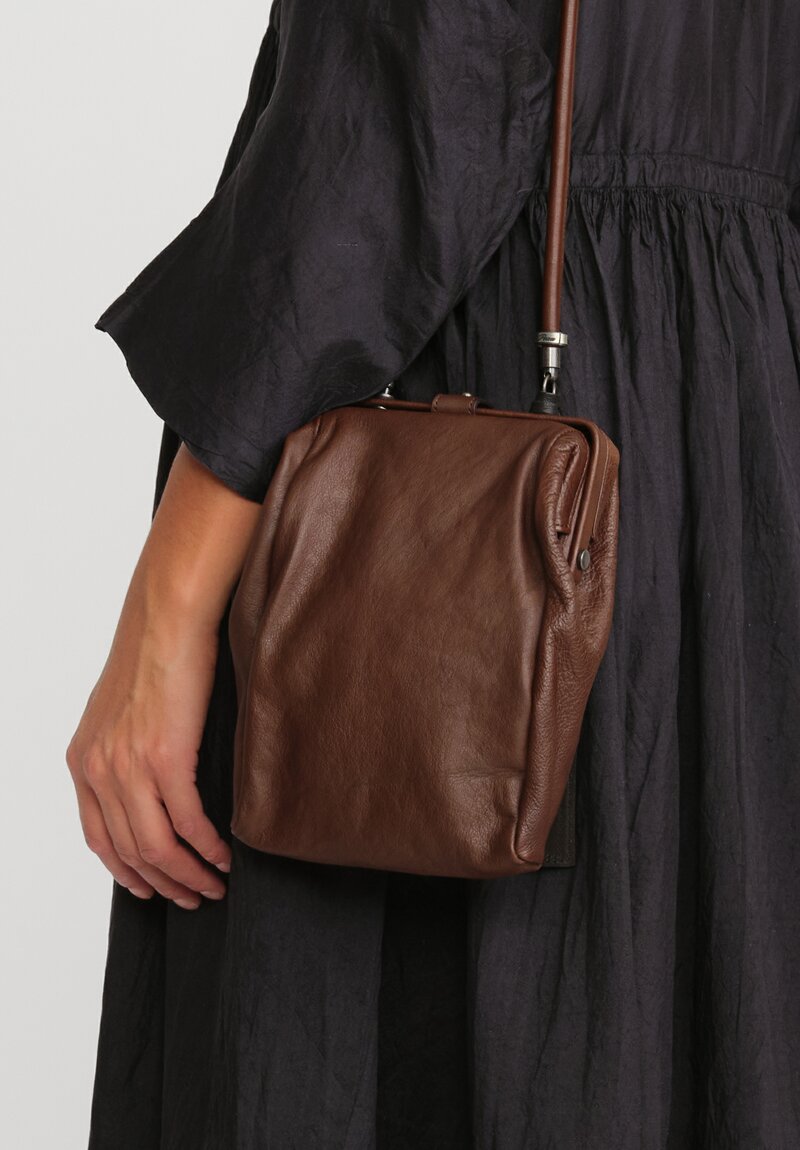 Christian Peau Leather Shoulder Pouch in Dark Brown Santa Fe Dry
