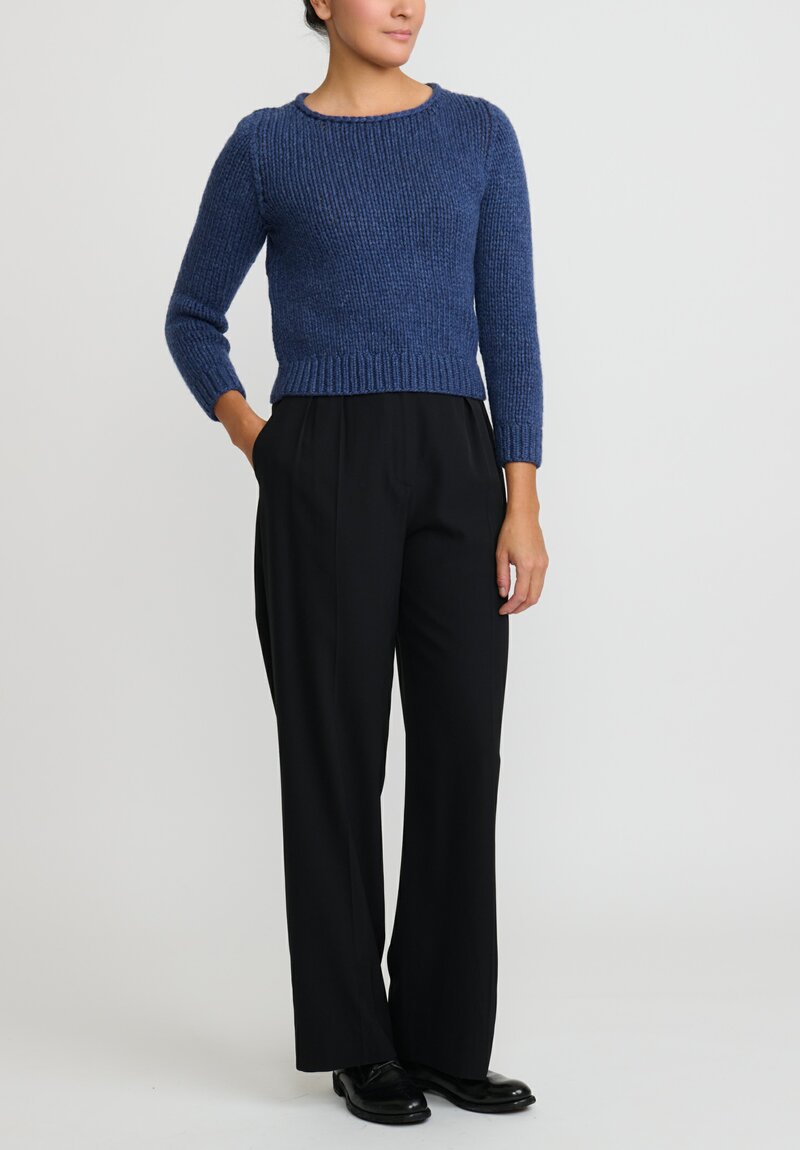 Wommelsdorff Hand Knit Cashmere Lana Sweater in Denim Blue