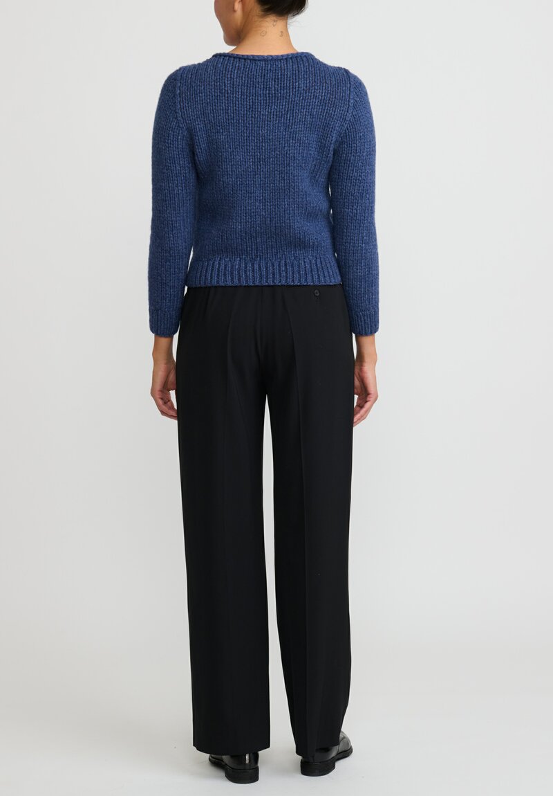 Wommelsdorff Hand Knit Cashmere Lana Sweater in Denim Blue