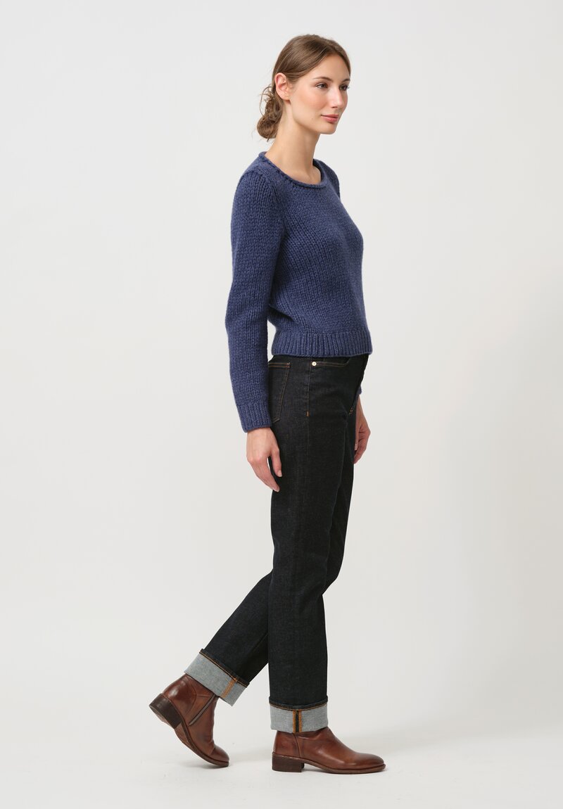 Wommelsdorff Hand Knit Cashmere Lana Sweater in Denim Blue	