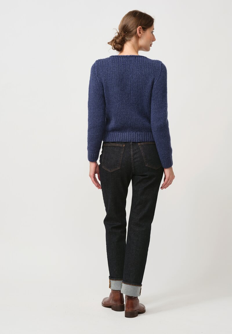 Wommelsdorff Hand Knit Cashmere Lana Sweater in Denim Blue	