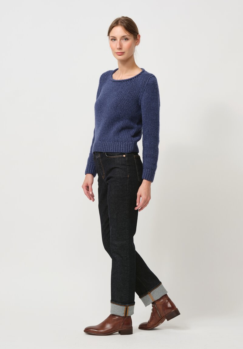 Wommelsdorff Hand Knit Cashmere Lana Sweater in Denim Blue	