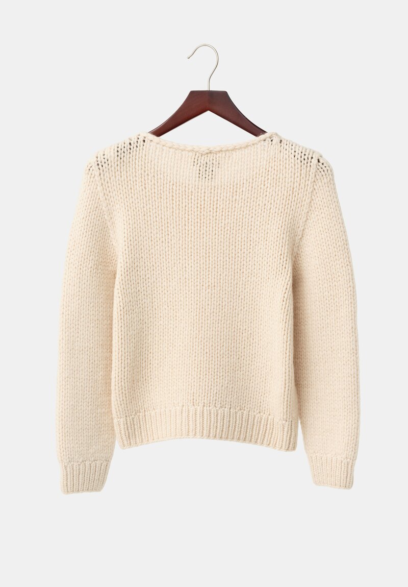 Wommelsdorff Hand-Knit Cashmere Lana Sweater in Oatmeal	