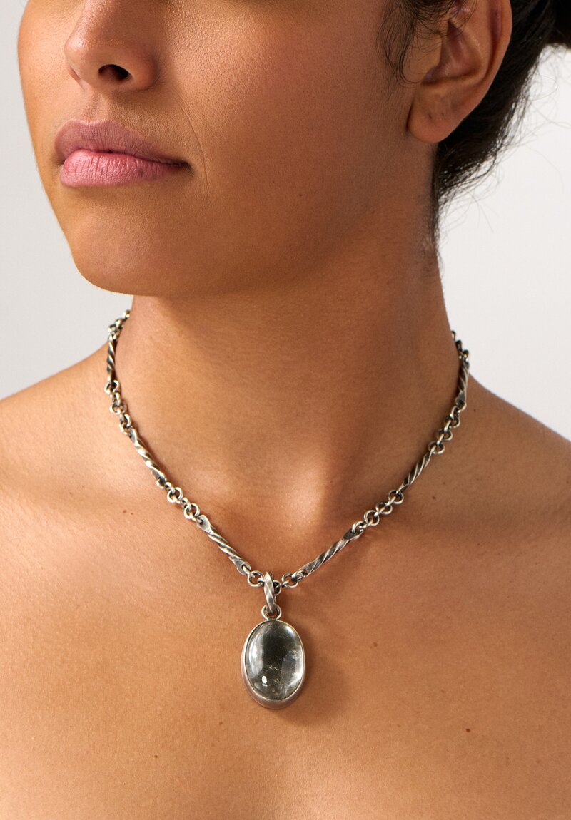 Miranda Hicks Skry Necklace with Quartz Cabochon & Mica Pendant	