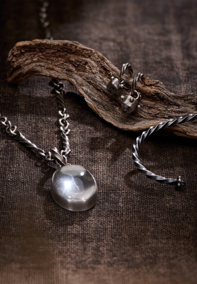 Miranda Hicks Skry Necklace with Quartz Cabochon & Mica Pendant	