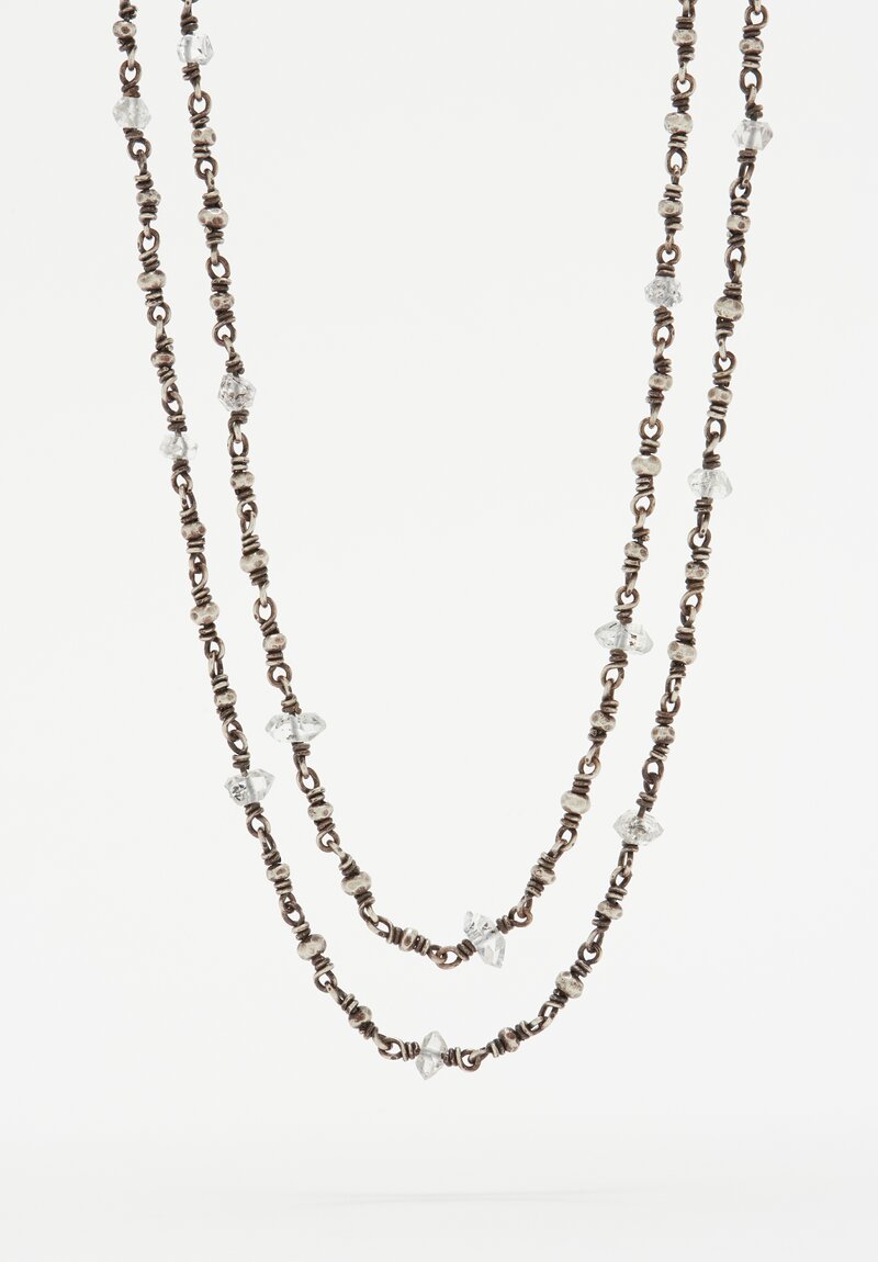 Miranda Hicks Sterling Silver, XLarge Herkimer Diamond Necklace 50 in	