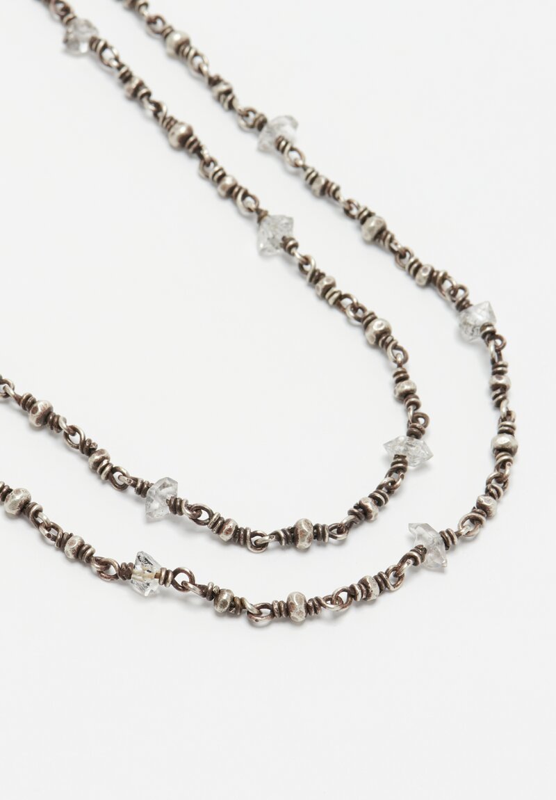 Miranda Hicks Sterling Silver, XLarge Herkimer Diamond Necklace 50 in	