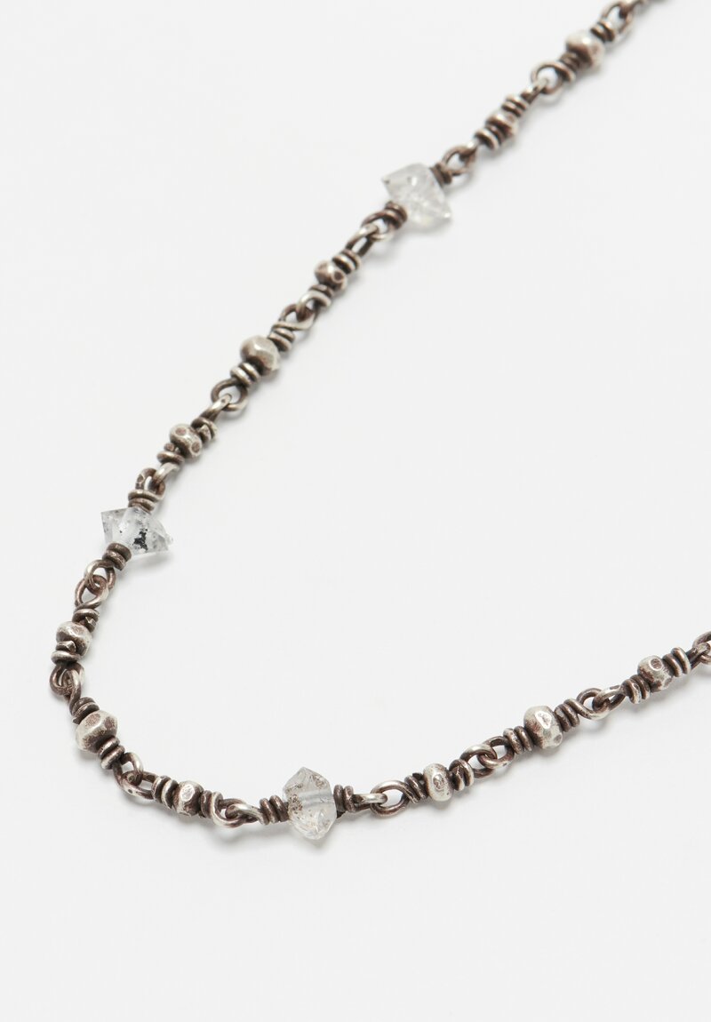 Miranda Hicks Sterling Silver, XLarge Herkimer Diamond Necklace 50 in	