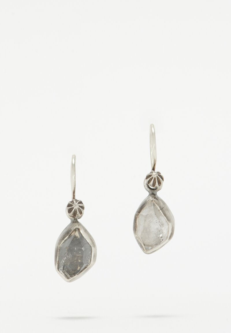 Miranda Hicks Sterling Silver, Herkimer Diamond Simple Drop Earrings Transparent	