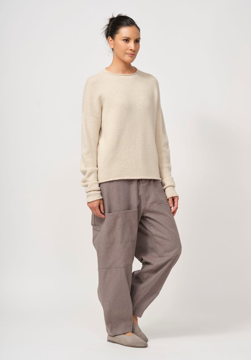 Lauren Manoogian Super Baby Alpaca & Cashmere Crewneck Sweater in Alabaster White	