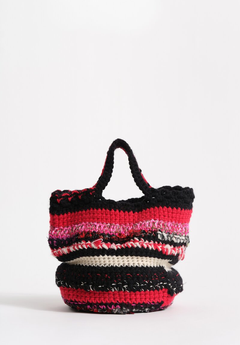 Daniela Gregis Wool Crochet Taccuino Bag in Red and Black Multi