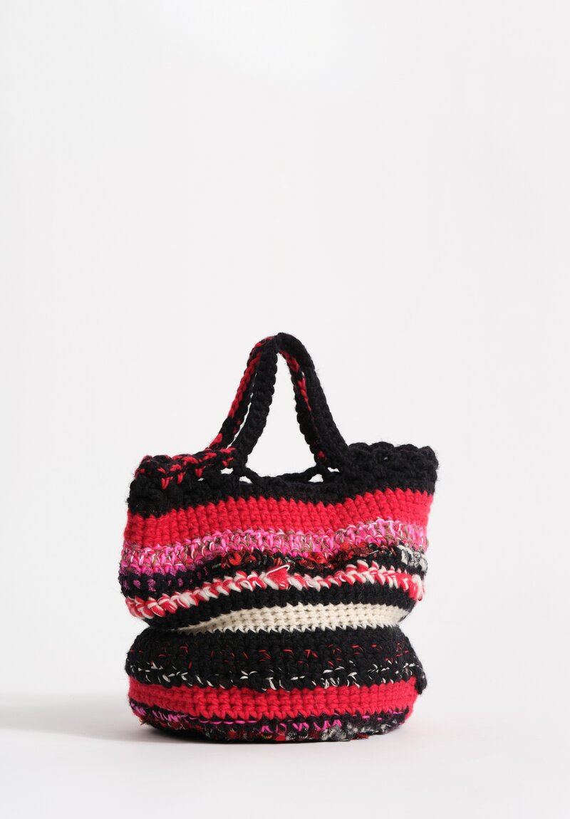 Daniela Gregis Wool Crochet Taccuino Bag in Red and Black Multi