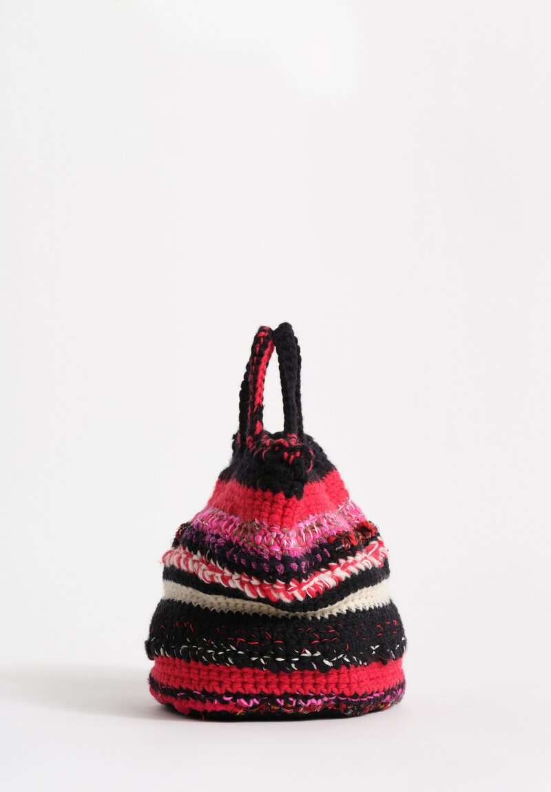 Daniela Gregis Wool Crochet Taccuino Bag in Red and Black Multi