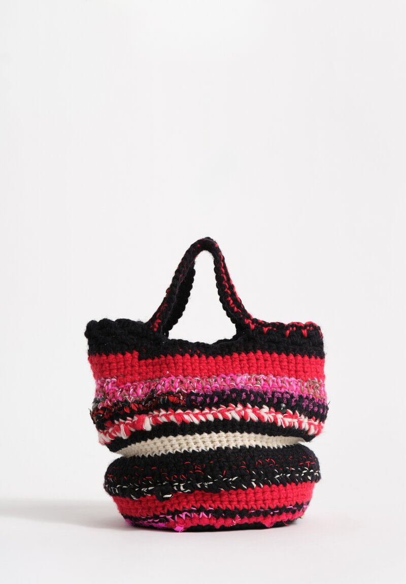 Daniela Gregis Wool Crochet Taccuino Bag in Red and Black Multi