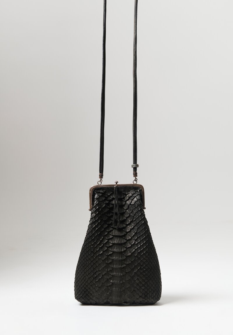Christian Peau Tall Python Crossbody Bag in Black