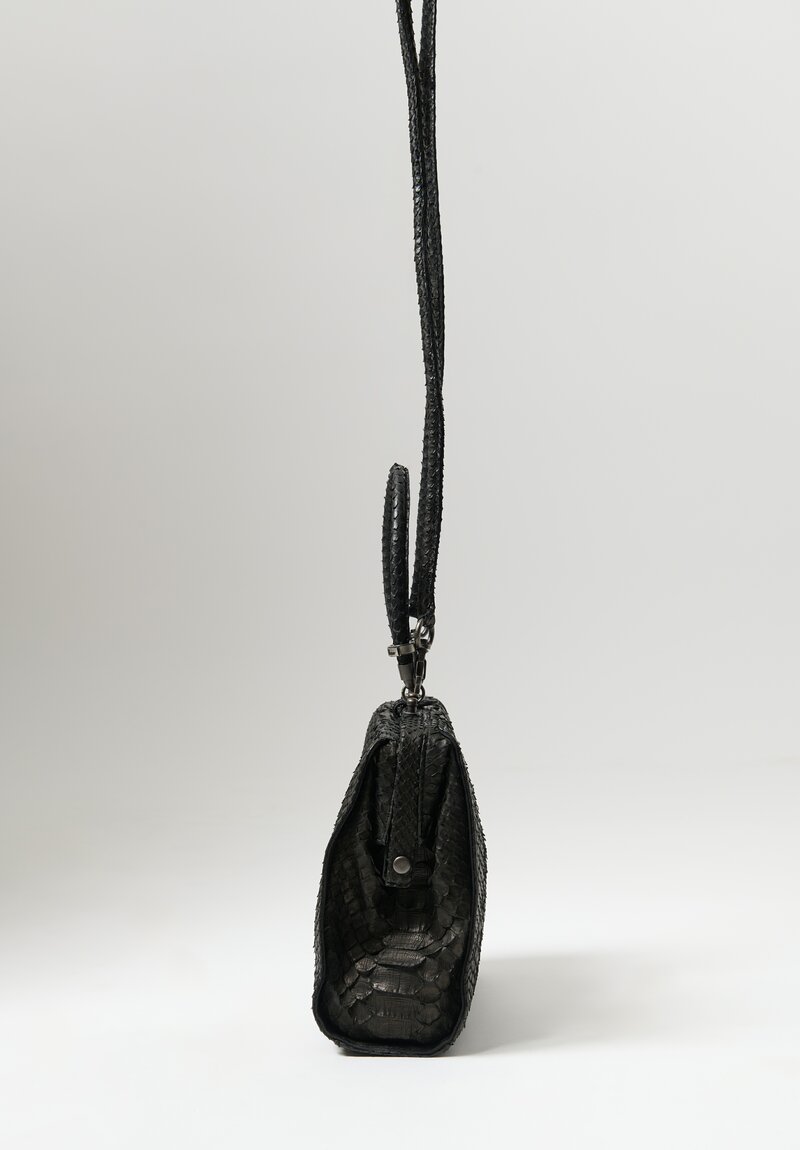 Christian Peau Python 2 Way Handbag with Removeable Shoulder Strap Black	