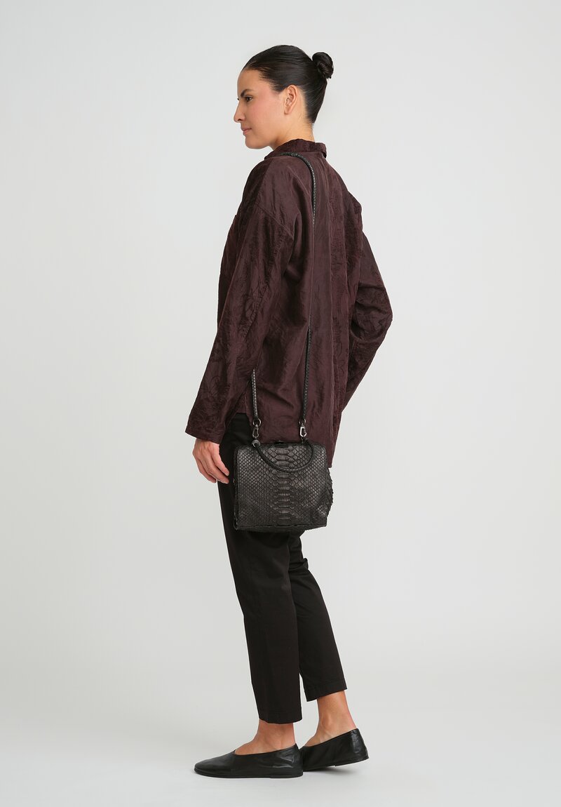 Christian Peau Python 2 Way Handbag with Removable Shoulder Strap in Black
