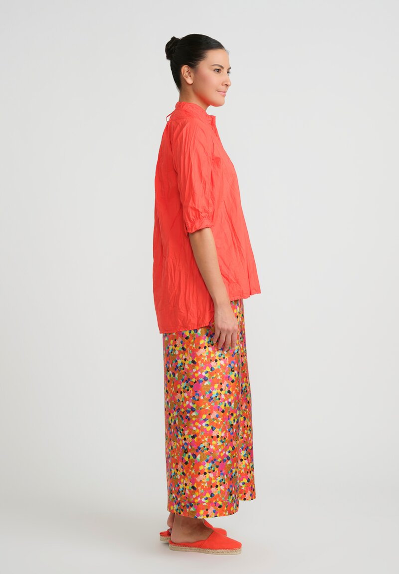Daniela Gregis Silk Wide Leg Tasche Pigiama Pants in Orange & Blue Multicolor Dots