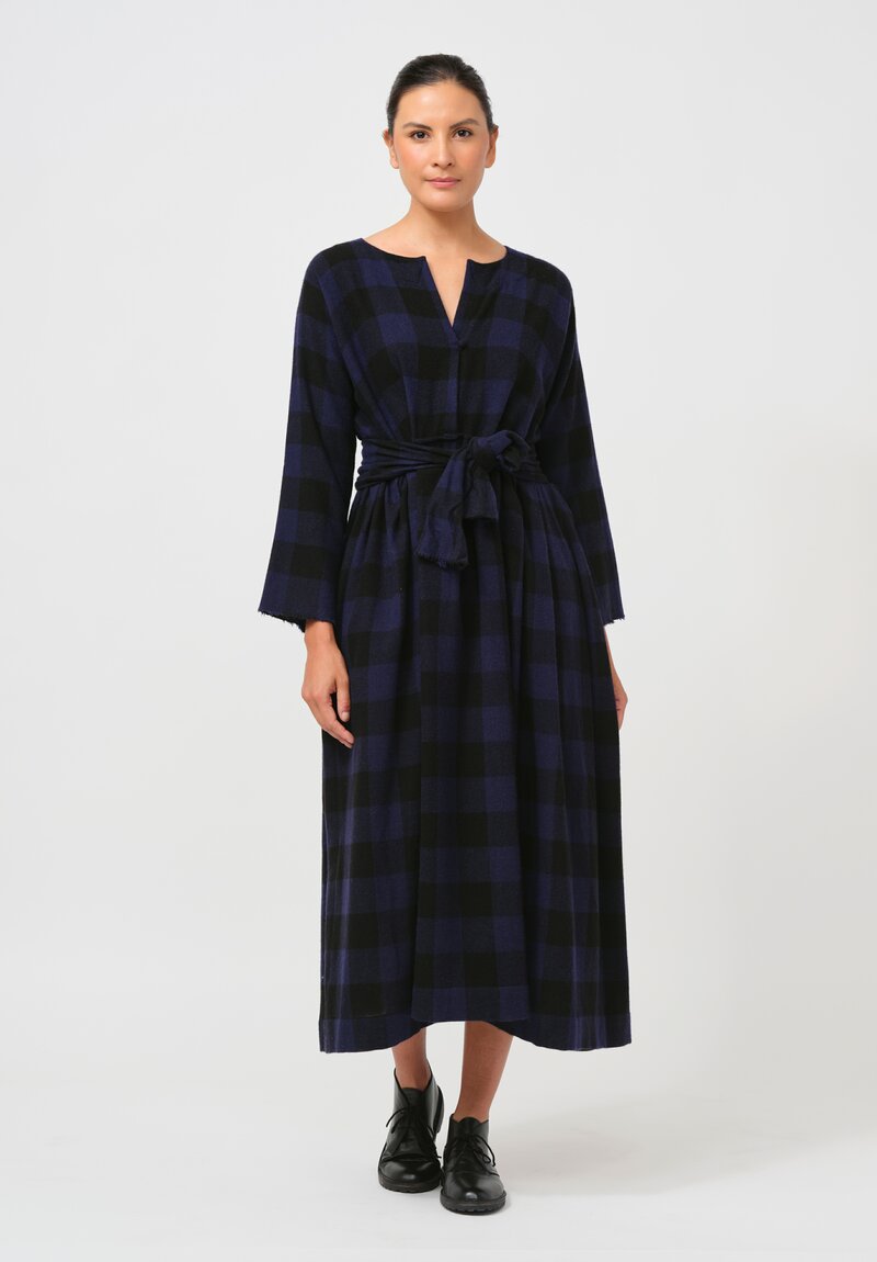 Daniela Gregis Cashmere Abito Dress in Black and Blue Check	