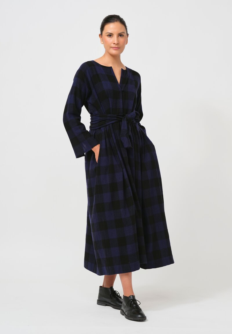 Daniela Gregis Cashmere Abito Dress in Black and Blue Check	