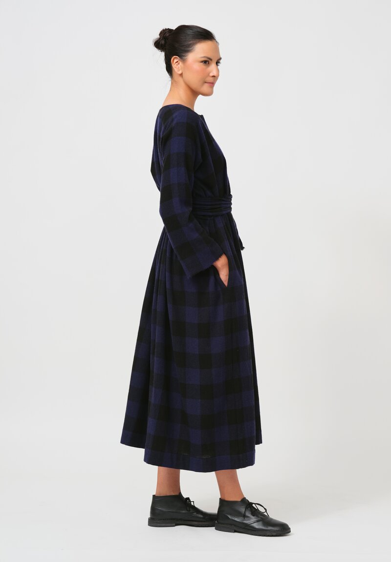 Daniela Gregis Cashmere Abito Dress in Black and Blue Check	