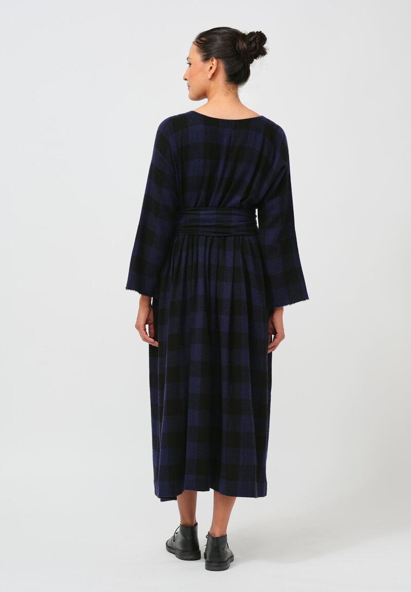 Daniela Gregis Cashmere Abito Dress in Black and Blue Check	