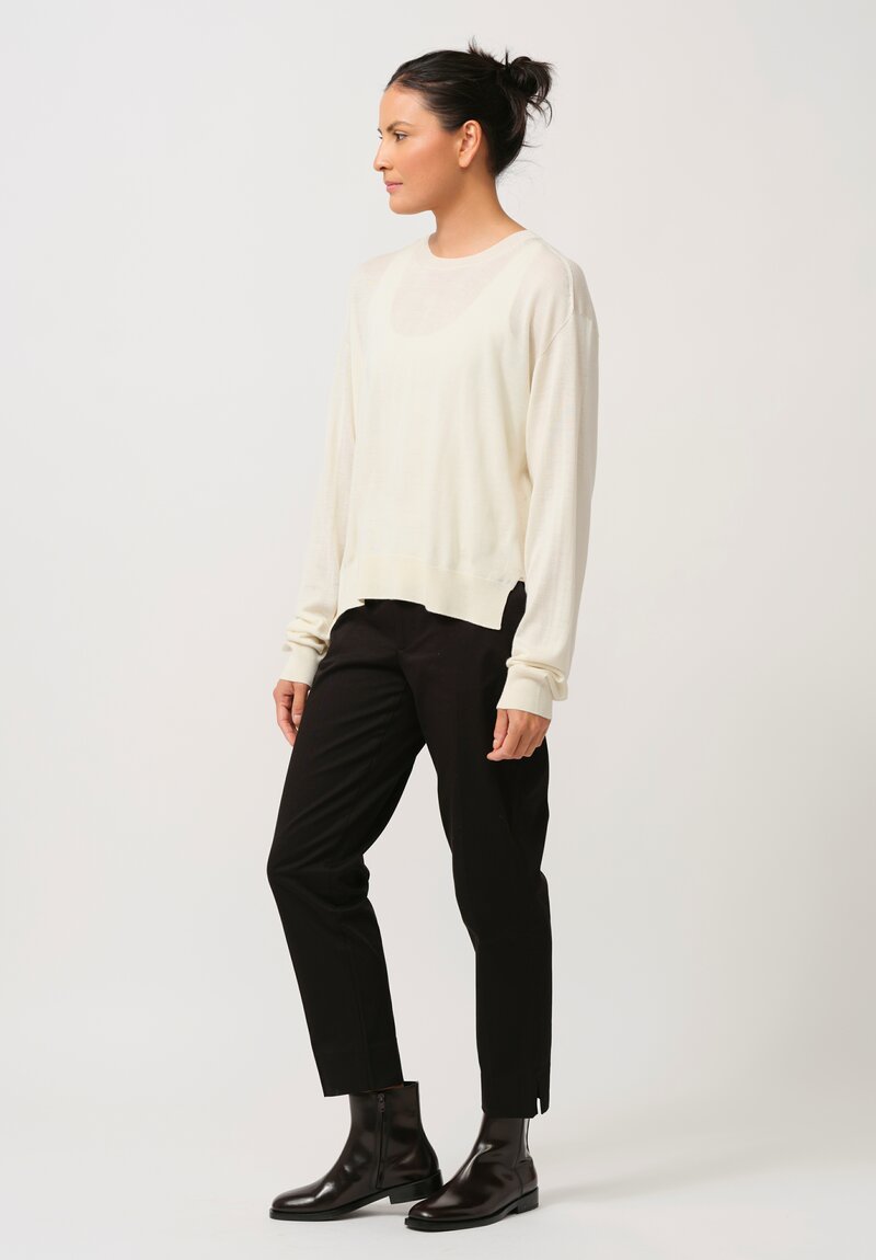 Jil Sander Cashmere & Silk Crewneck Sweater in Natural White	