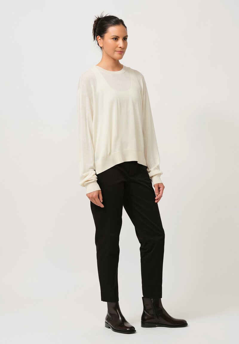 Jil Sander Cashmere & Silk Crewneck Sweater in Natural White	