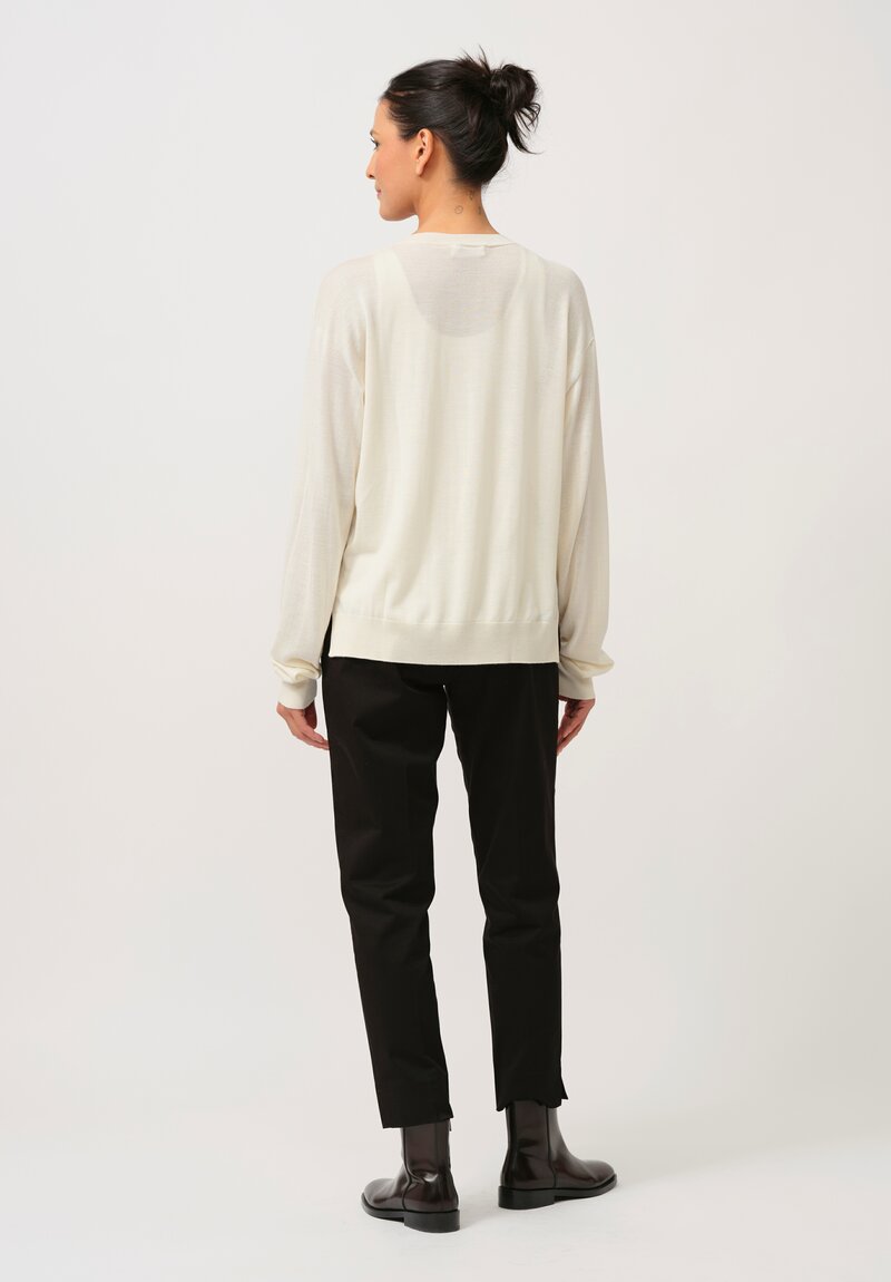 Jil Sander Cashmere & Silk Crewneck Sweater in Natural White	