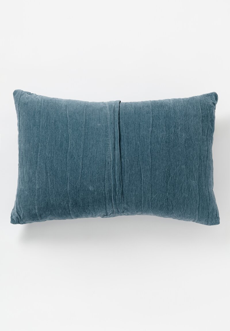 The House of Lyria Cotton and Metallic Velvet Sterna Large Rectangle Pillow in Ocean Blue	