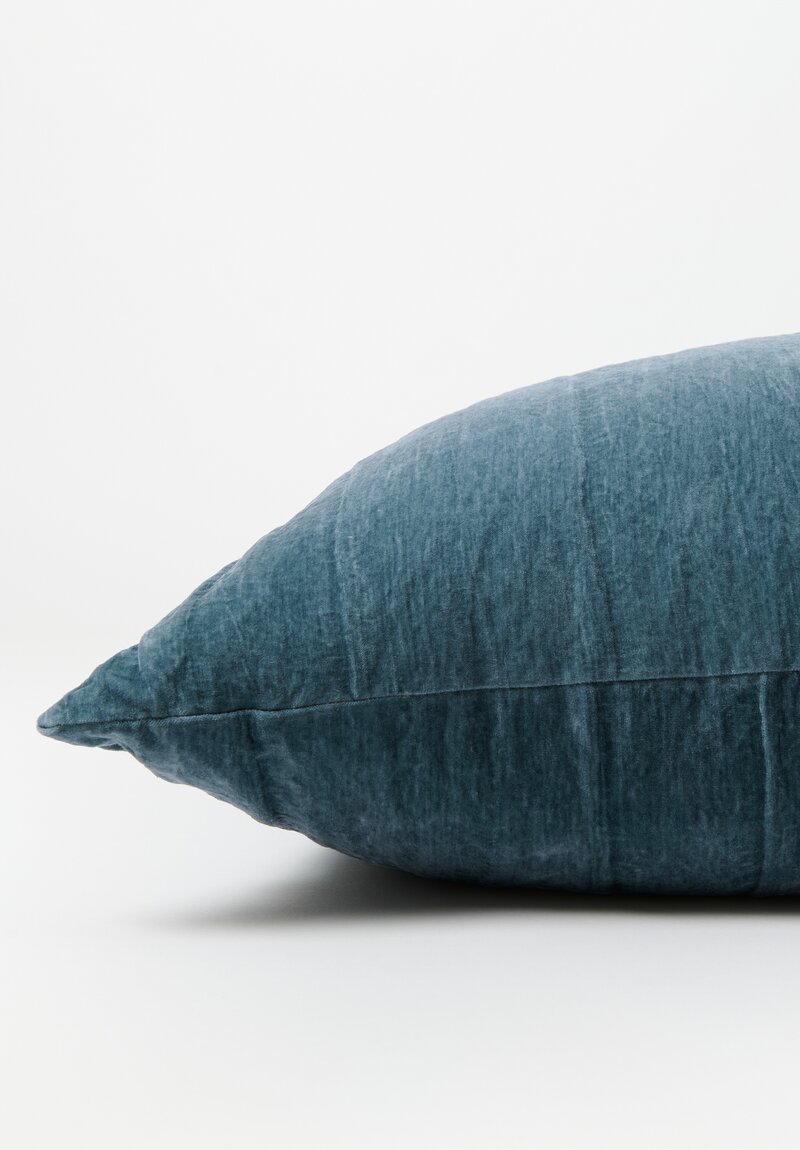 The House of Lyria Cotton and Metallic Velvet Sterna Large Rectangle Pillow in Ocean Blue