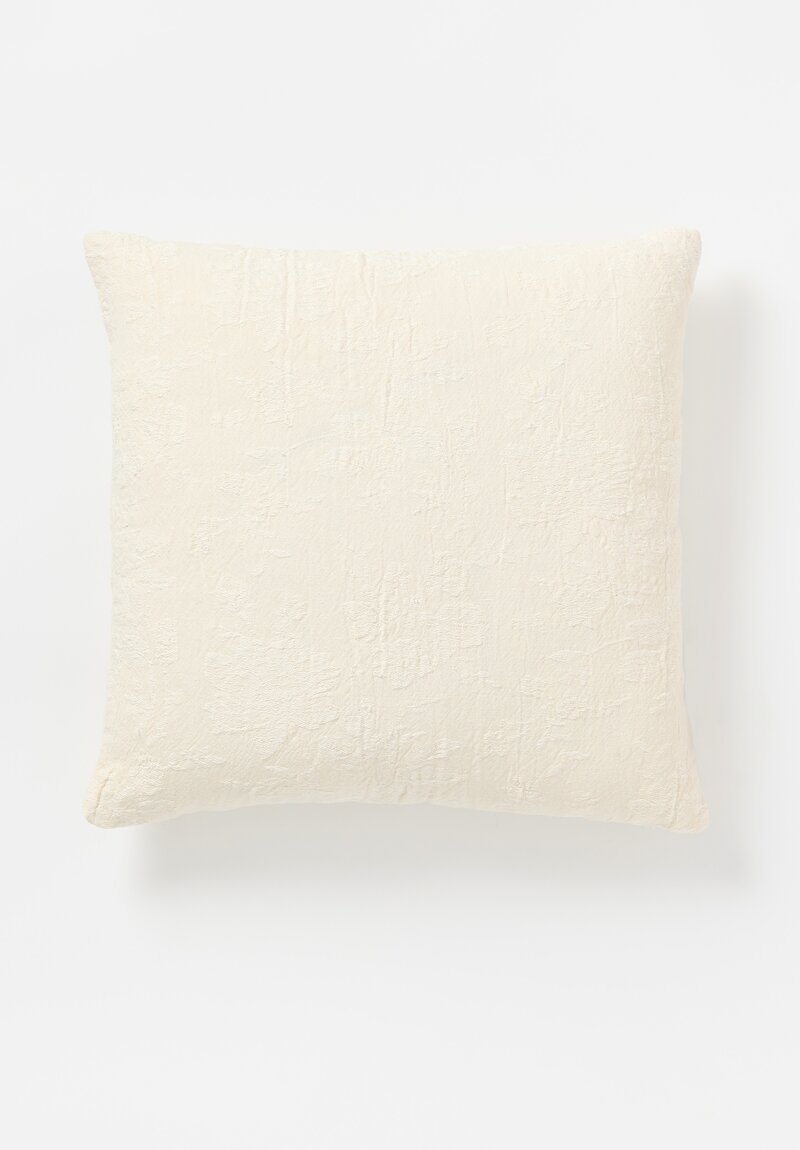 The House of Lyria Linen Jacquard Moorea Square Pillow in Ecru White	