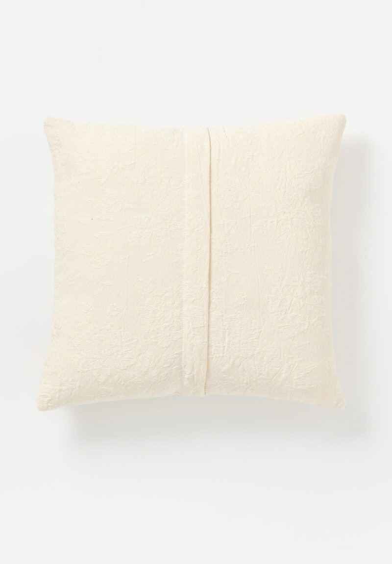 The House of Lyria Linen Jacquard Moorea Square Pillow in Ecru White	
