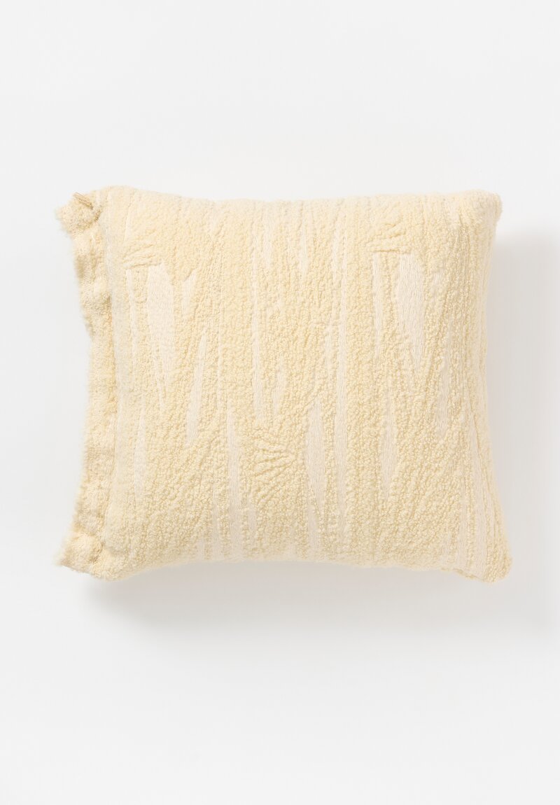 The House of Lyria Wool & Cotton Biplex Square Pillow in Moonstone White