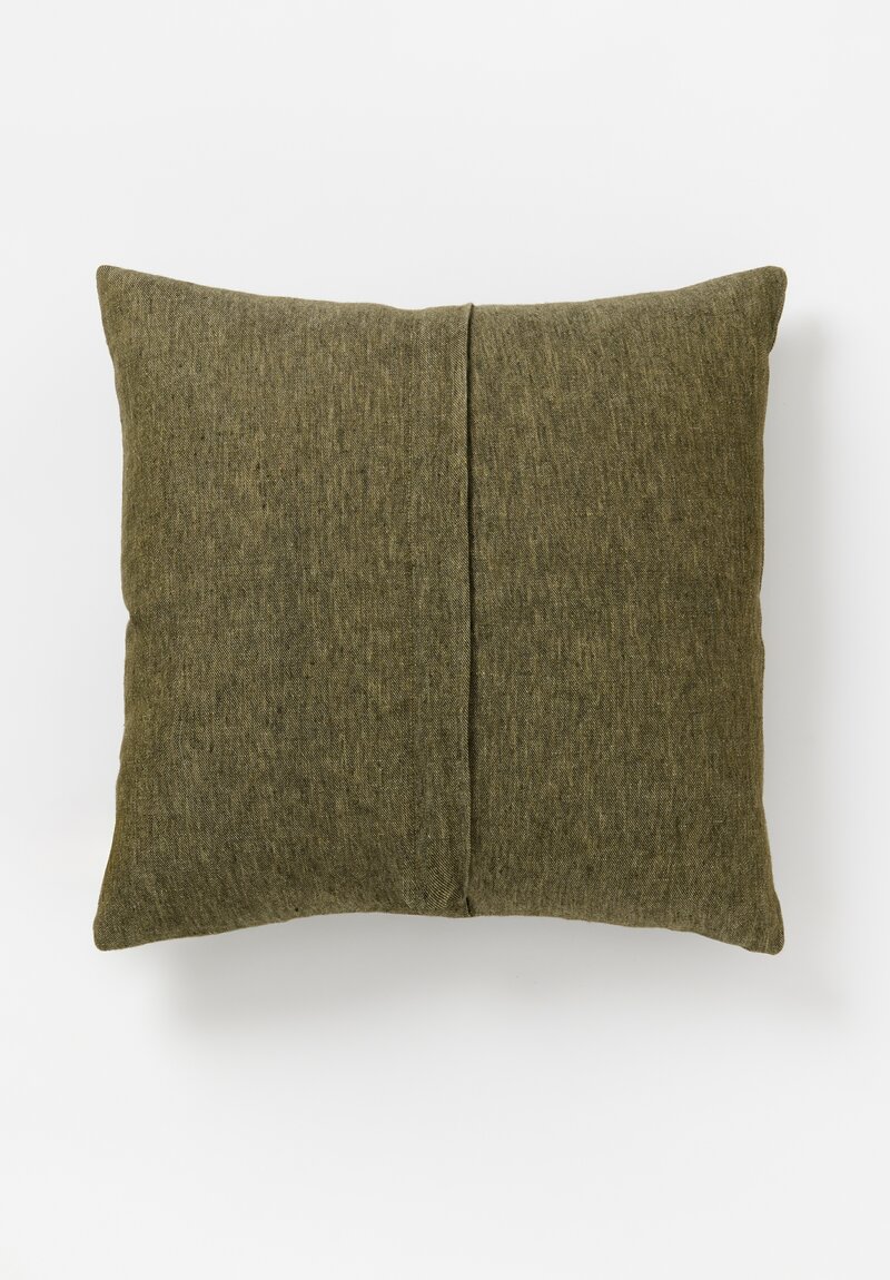The House of Lyria Linen Salebroso Square Pillow in Olive Green	