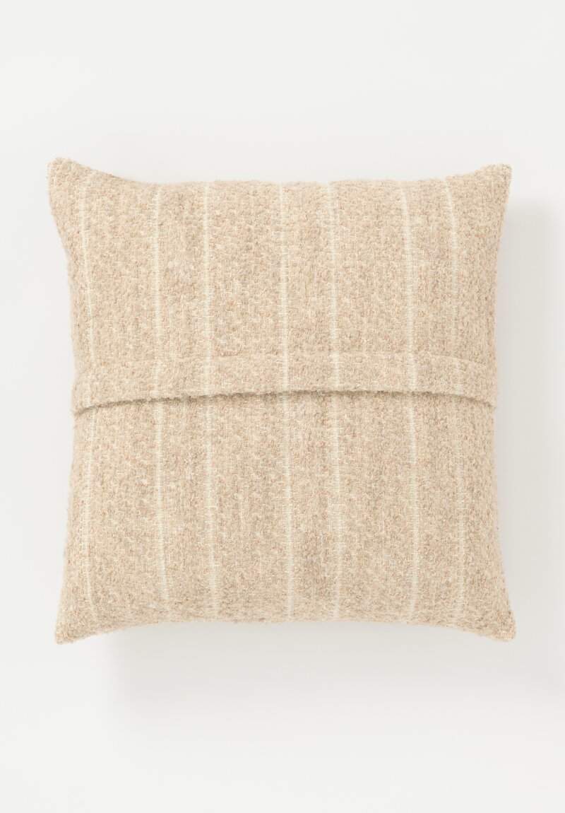The House of Lyria Virgin Wool Bentivoglio Square Pillow in Cream & Peach Fleck