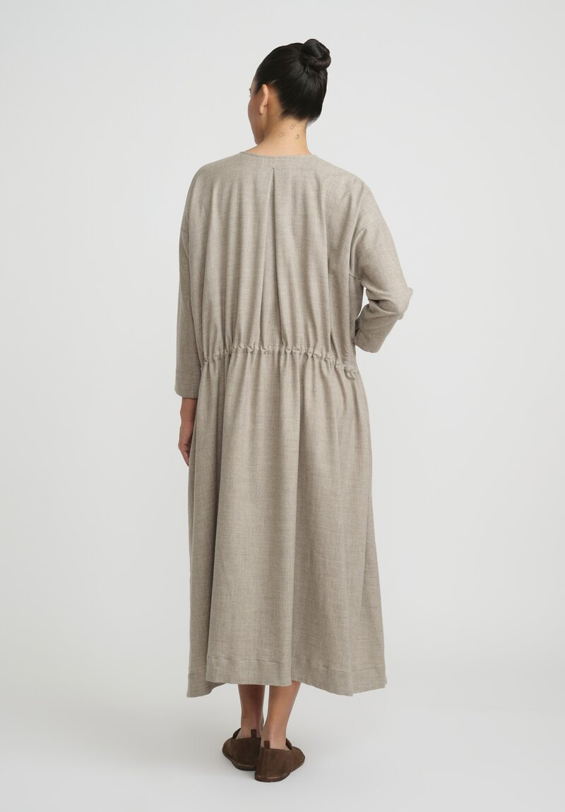 Kaval Wool & Yak Front Button Open Dress in Natural