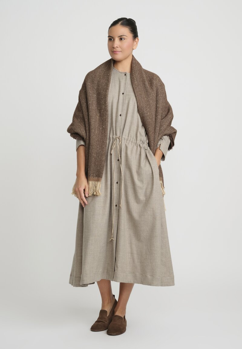 Kaval Wool & Yak Front Button Open Dress in Natural