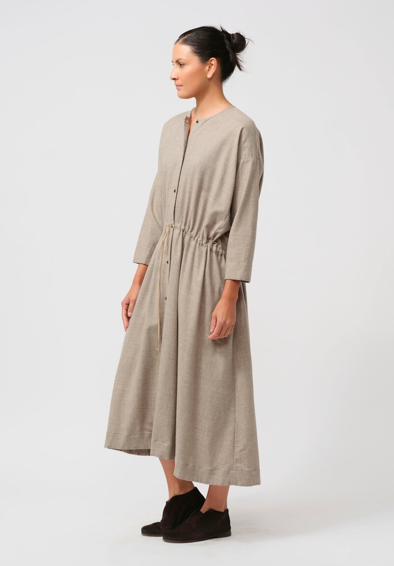 Kaval Wool & Yak Front Button Open Dress in Natural	