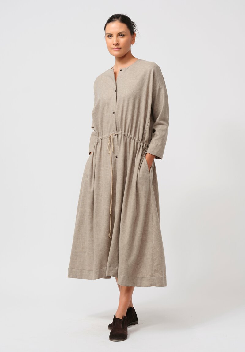 Kaval Wool & Yak Front Button Open Dress in Natural	