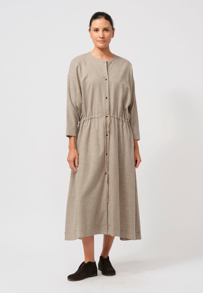 Kaval Wool & Yak Front Button Open Dress in Natural	