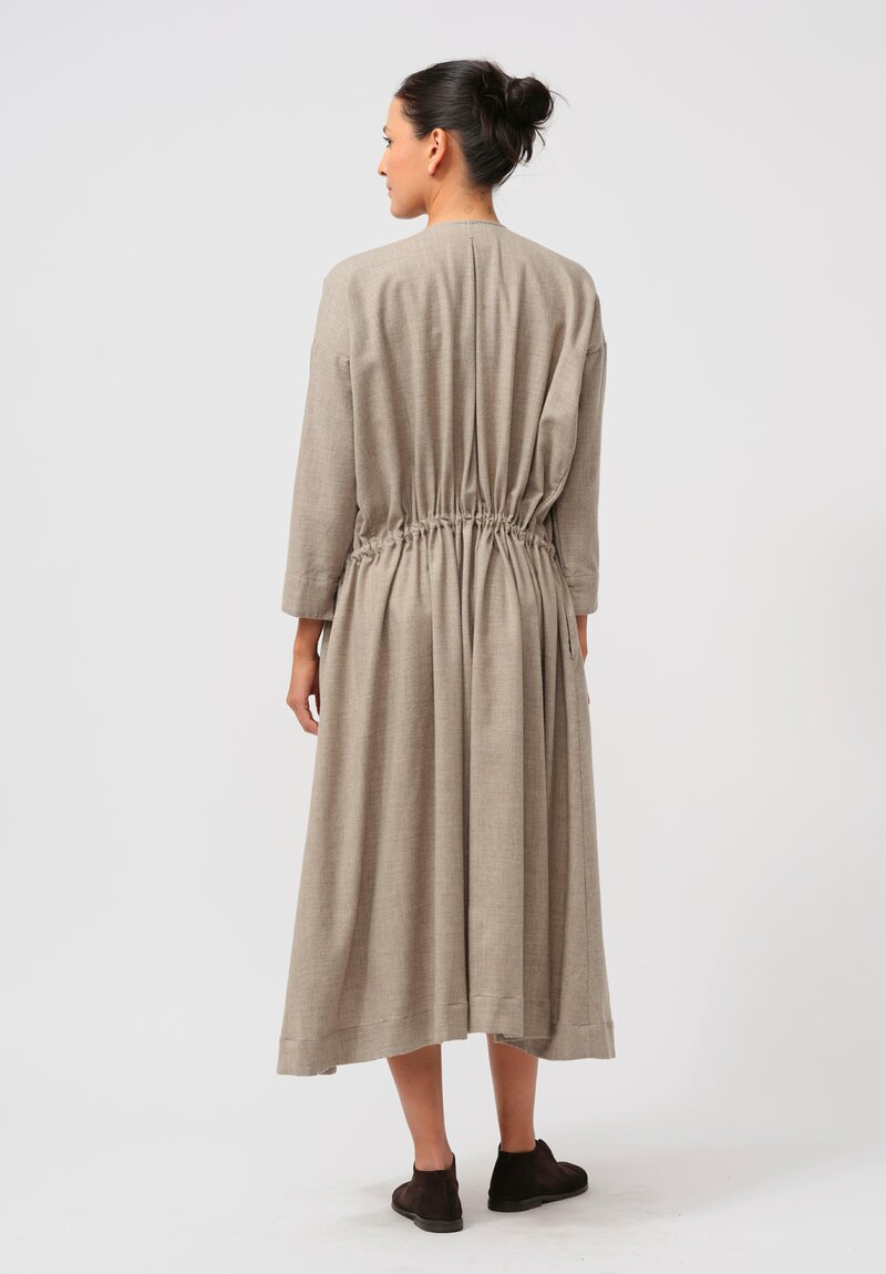 Kaval Wool & Yak Front Button Open Dress in Natural	