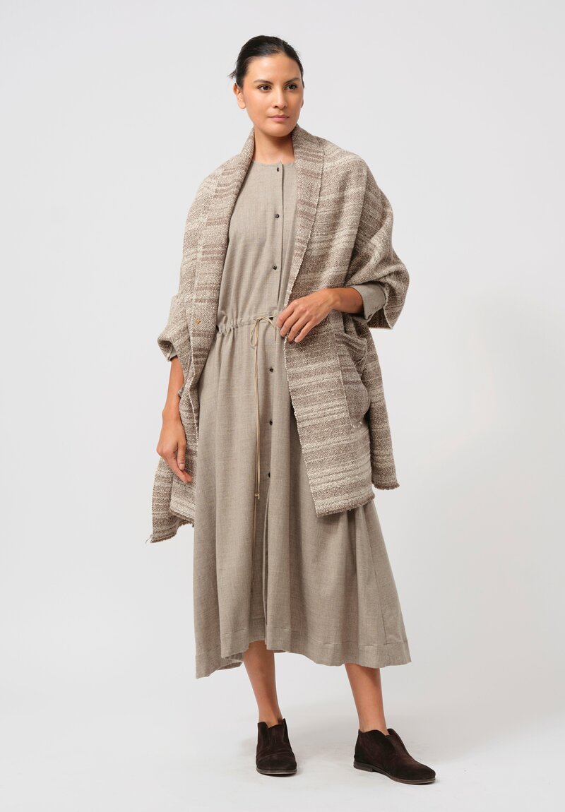 Kaval Wool & Yak Front Button Open Dress in Natural	