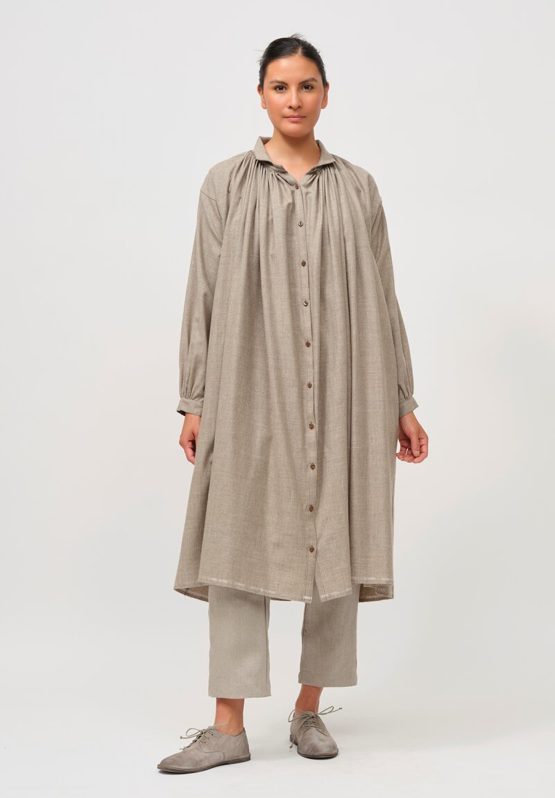 Kaval Wool & Yak Open Gather Tunic in Natural	