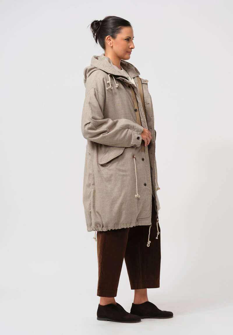 Kaval Wool & Yak Fishtail Coat in Natural	