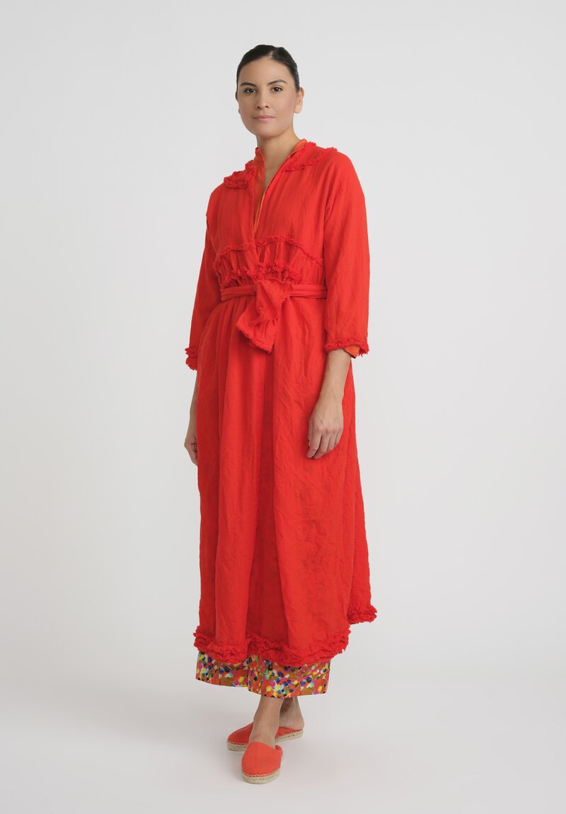 Daniela Gregis Washed Wool Cappotto Mandolino Coat in Rosso Red
