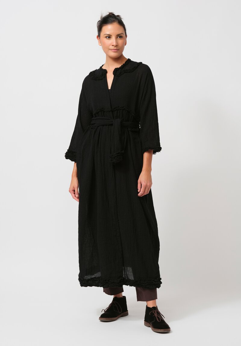 Daniela Gregis Washed Wool Cappotto Mandolino Coat in Nero Black	