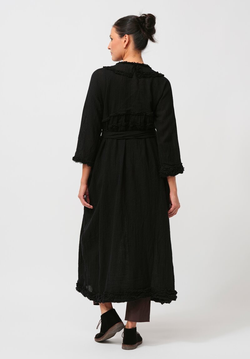 Daniela Gregis Washed Wool Cappotto Mandolino Coat in Nero Black	