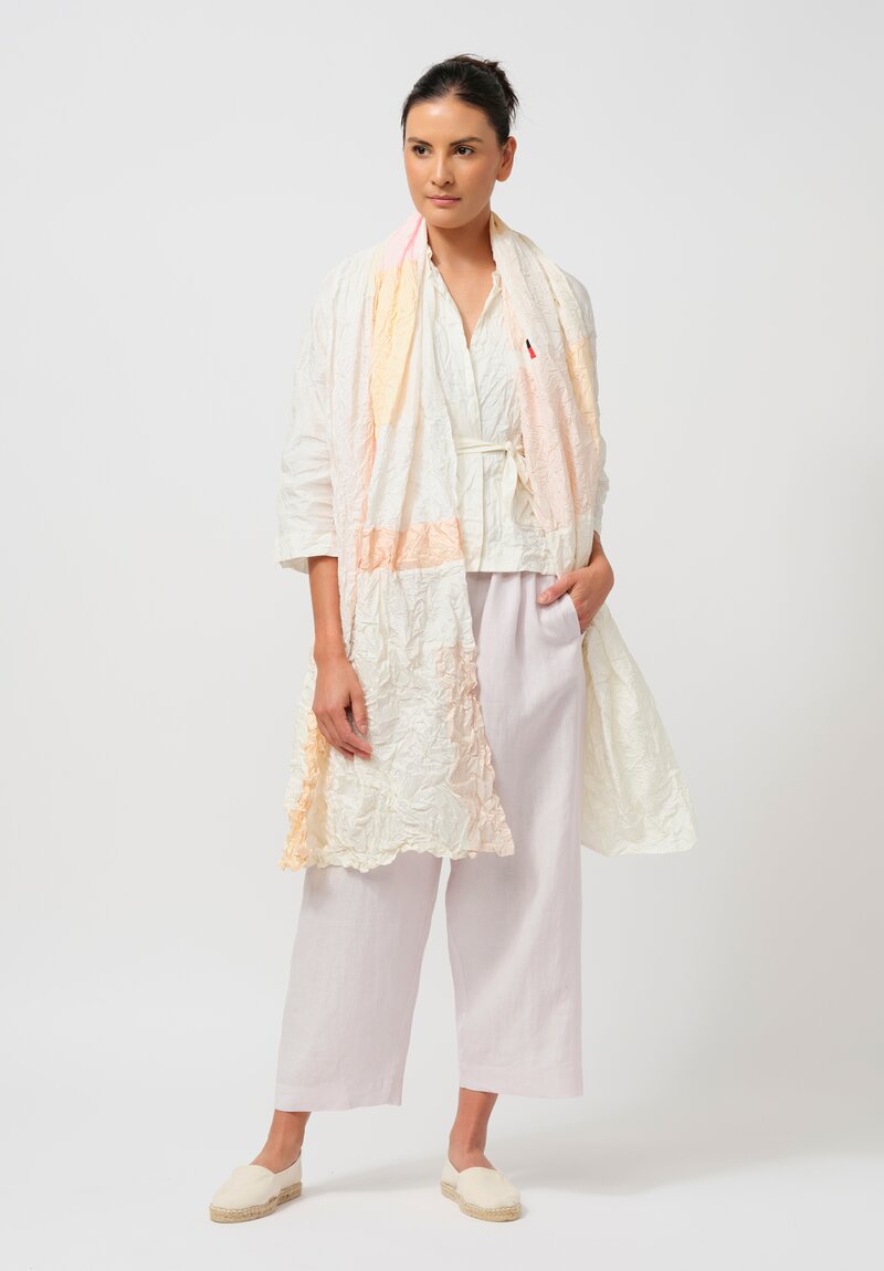 Daniela Gregis Washed Silk Patchwork Scialle Piano Shawl in Pink, White & Peach