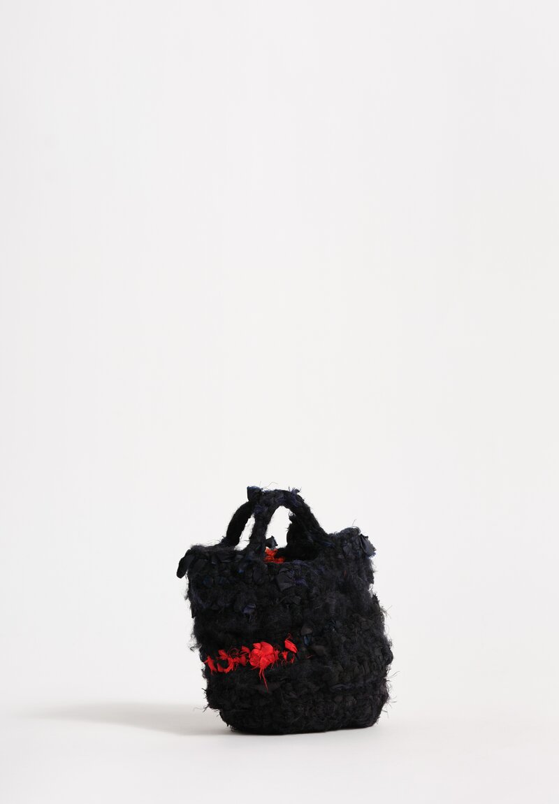Daniela Gregis Wool & Silk Crochet Violino Bag in Nero Black and Blue